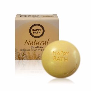 HAPPY BATH NATURAL MILD RICE WATER SOAP (90gr*4ea), Мыло для лица и тела на основе пшеничного протеина (90гр*4шт)