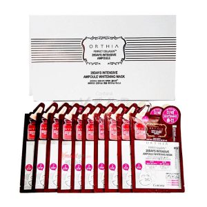 COREANA ORTHIA PERFECT COLLAGEN 28 DAYS INTENSIVE AMPOULE WHITENING MASK (1ea), Отбеливающая ампульная маска с коллагеном для интенсивного омоложения (1шт)