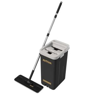 Швабра с отжимом + ведро + 2 насадки ZETTER premium, черный
