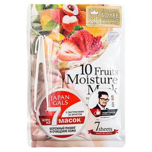 Japan Gals Маска с экстрактами 10 фруктов - Mask with extracts of 10 fruits, 7шт