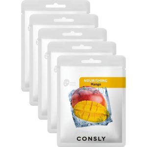 Consly Маска тканевая с экстрактом манго - Mango nourishing mask pack, 5шт*20мл