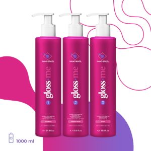 NANO BRAZIL, Набор для волос GLOSS ME (шаг 1 + шаг 2 + шаг 3), 3х1000 мл