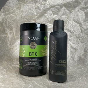 INOAR, Набор INOAR Шампунь глубокой очистки DEEP CLEANSING MAROCCAN HAIR TREATMENT, 250 мл + INOAR, Холодный ботокс для волос BTX, 1000 мл