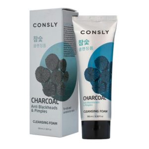 CONSLY, Кремовая пенка для умывания c древесным углем против черных точек Charcoal Anti Blackheads Creamy Cleansing Foam, 100 мл
