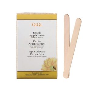 GIGI, Деревянный закругленный шпатель (маленький) для нанесения воска Spatula Small, 100 шт./уп