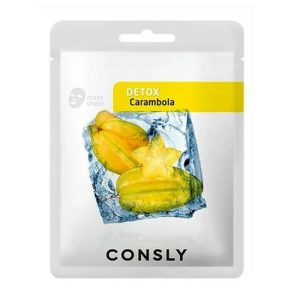 CONSLY, Выводящая токсины тканевая маска с экстрактом карамболы Carambola Detox Mask Pack, 20 мл