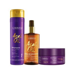 CADIVEU, Набор для домашнего ухода за волосами Kit Home Care Acai Oil, 250/200/60 мл