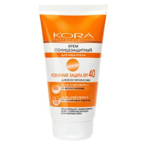 KORA, Крем солнцезащитный SPF 40 для лица и тела, 150 мл
