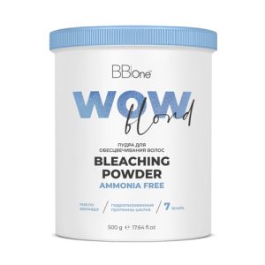 BB ONE, Обесцвечивающая пудра WOW Blond Bleaching Powder Antiyellow BLUE AMMONIA FREE, 500 гр