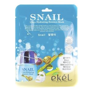 EKEL, Тканевая маска для лица с муцином улитки Snail Ultra Hydrating Essence Mask, 1 шт
