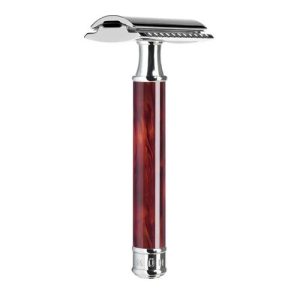 Т-образная бритва MUEHLE TRADITIONAL, смола черепахового цвета, closed comb