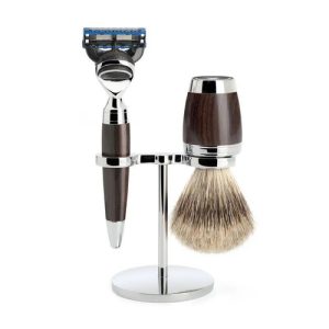 Бритвенный набор MUEHLE STYLO, африканское черное дерево, барсучий ворс категории Fine, бритва Fusion