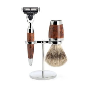Бритвенный набор MUEHLE STYLO, туя, барсучий ворс категории Fine, бритва Mach3
