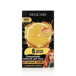 Очищающие полоски для носа Delicare от черных точек с ароматом лимона 6шт
