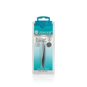 Пинцет для бровей Zinger 86119 скошенный, плоский, ручная заточка
