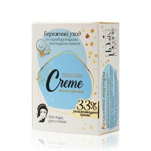Мыло для лица, рук и тела Delicare Creme "Бережный уход со скрабирующими частицами кокоса" 100г