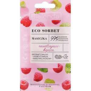 Bielenda Eco Sorbet Moisturizing & Soothing Face Mask - Маска для лица с экстрактом малины, 8 г.