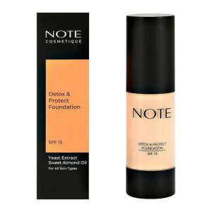 Основа тональная для лица `NOTE` DETOX AND PROTECT FOUNDATION PUMP защитная с детокс-эффектом тон 100
