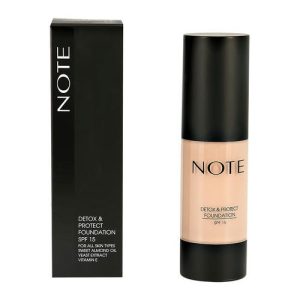 Основа тональная для лица `NOTE` DETOX AND PROTECT FOUNDATION защитная с детокс-эффектом тон 121