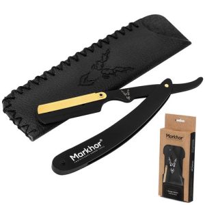 Markhor Matte Gold Black Straight Razor - Бритва шаветт