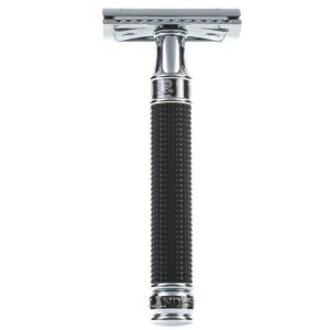 Edwin Jagger Black Chrome 3D Diamond DE3DBC15BL - Т-образный станок для бритья Черная смола