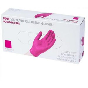 Перчатки розовые VINIL/NITRILE BLEND GLOVES нитрило-виниловые (100 штук) размер S