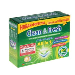 Таблетки Clean&Fresh 5 в 1 для ПММ 30 таблеток