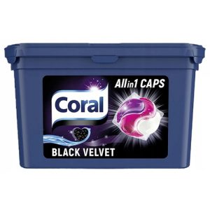 Капсулы для стирки черного и темного белья Coral Allin1 CAPS Black Velvet 16 шт