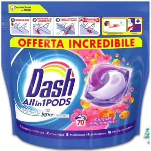 Универсальные парфюмированные капсулы для стирки одежды Dash All in1 Touch of Lenor Spring Bouquet Pods Box 70 шт