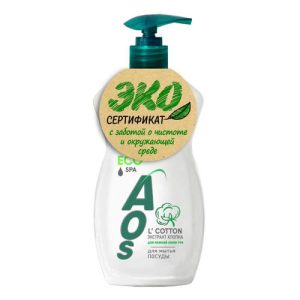 Средство для мытья посуды AOS ECO с Хлопком SPA уход для нежной кожи рук: 450гр