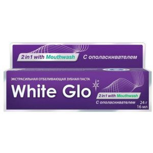 Зубная паста White Glo, отбеливающая 2в1, 24г