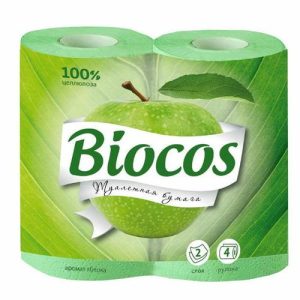 Туалетная с ароматом яблока BioCos, 4 рулона, 1 шт