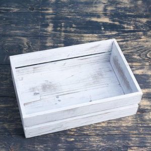 Ящик деревянный 30x20x10 см подарочный с реечной крышкой, состаренный