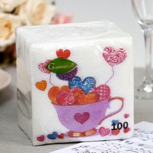 Салфетки бумажные «Гармония цвета. Сердечки», 100 шт