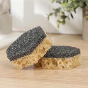 Набор губок кухонных для тефлоновой посуды, 9x9x3 см, 2 шт, цвет МИКС