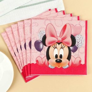 Салфетки бумажные Минни Маус, 33х33 см, 20 шт., 3-х слойные