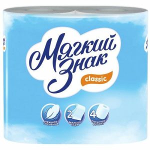 Туалетная бумага «Мягкий знак» Classic, белая , 2 слоя, 4 рулона