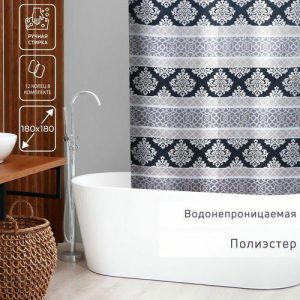 Штора для ванны Доляна «Барокко», 180x180 см, полиэстер