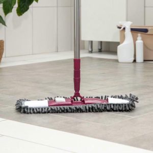 Швабра для мытья пола Raccoon, плоская, со стальной телескопической ручкой, 41x12x77(130) см, микрофибра букли