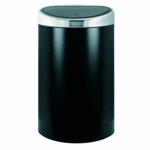 Мусорное ведро Brabantia Touch Bin, система Soft Touch, с защитой от отпечатков пальцев, цвет чёрный матовый, 40 л