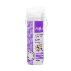 Ватные диски Amra косметические, 80 шт